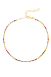 2 mm Colorful Stone Silver Tennis Anklet